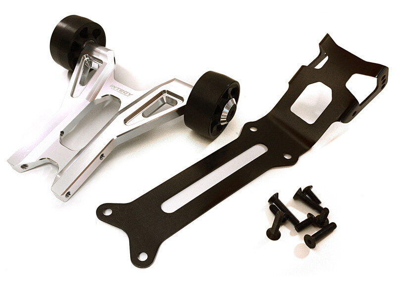 Integy Billet Machined Wheelie Bar Kit (double wheels), Silver - Traxxas X-Maxx