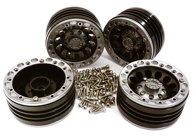 Billet Machined 1.9 Alloy Wheels, Silver/Black - Traxxas TRX-4