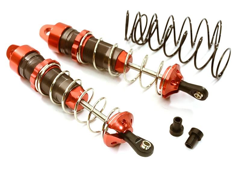 Integy Billet Machined 105mm big bore schokdempers - Achter - Rood - Stampede - Rustler - Slash