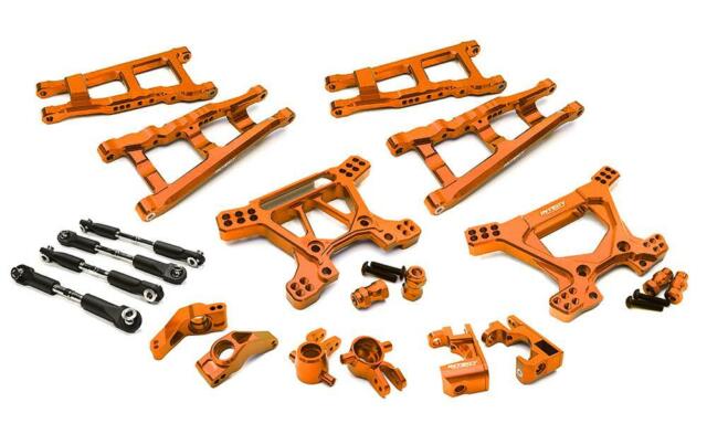 Integy Billet Machined Alloy Suspension Kit, Orange - Traxxas Rustler 4X4