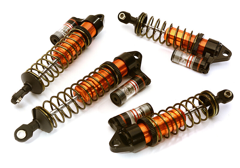 Integy Billet Machined Piggyback shock set, Orange - Traxxas Stampede 4x4 & Rustler 4x4