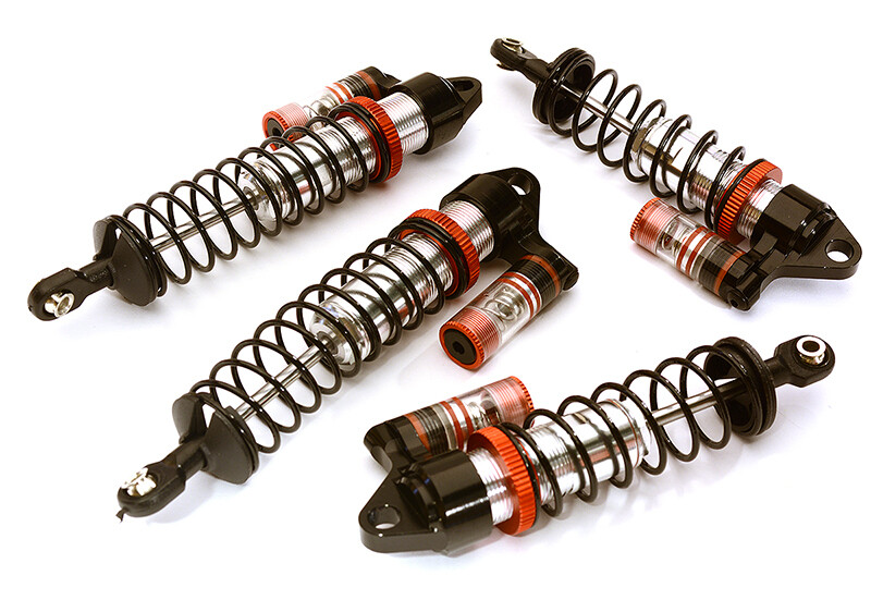 Integy Billet Machined Piggyback shock set, Silver - Traxxas Stampede 4x4 & Rustler 4x4
