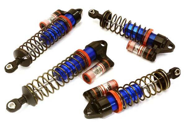Integy Billet Machined Piggyback shock set, Blue - Traxxas Slash 4x4
