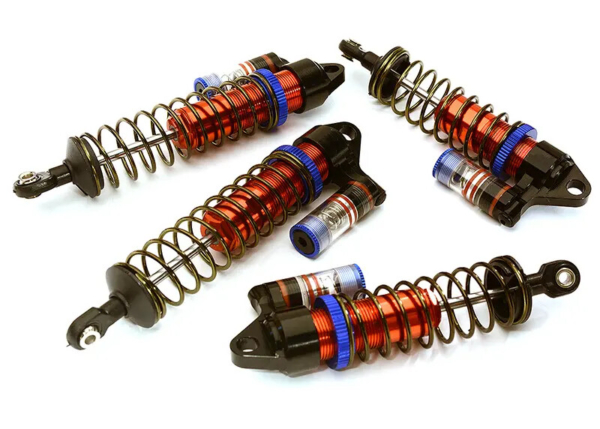 Integy Billet Machined Piggyback shock set, Red - Traxxas Slash 4x4