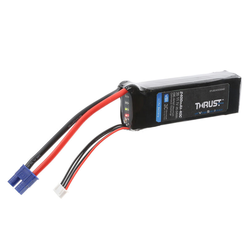 E-Flite 3S 11.1V 2400mAh 40C lipo accu met EC3 Stekker