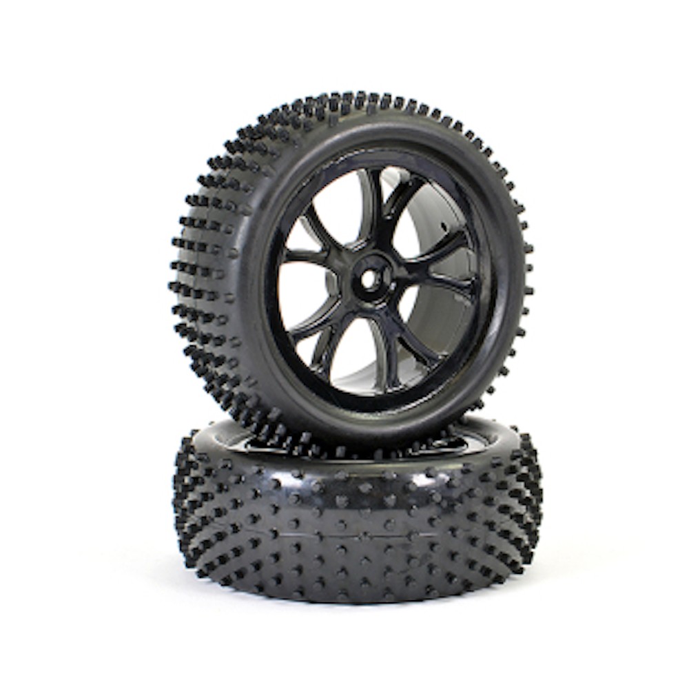FTX Vantage Front 1/10 buggy tyres mounted on black wheel 2pcs (FTX6300B)
