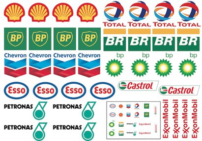 Brandstof merken stickervel - A5