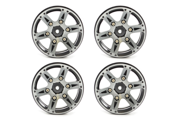 Fastrax 1.9" Heavyweight Split 6-Spoke Aluminium Beadloc Wheels (4pcs) - Zwart