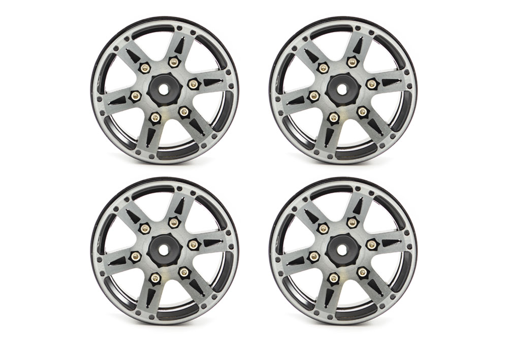 Fastrax 1.9" Heavyweight Split 6-Spoke Aluminium Beadloc Wheels (4pcs) - Zwart