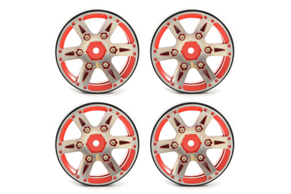 Fastrax 1.9" Heavyweight Split 6-Spoke Aluminium Beadloc Wheels (4pcs) - Rood