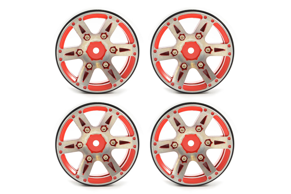 Fastrax 1.9" Heavyweight Split 6-Spoke Aluminium Beadloc Wheels (4pcs) - Rood