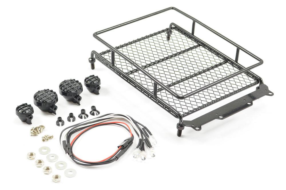 Bagagerek, met 4 lampen, 130x110mm - Zwart