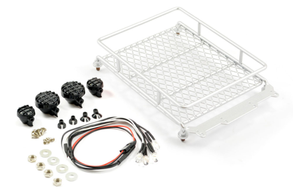 Bagagerek, met 4 lampen, 130x110mm - Zilver