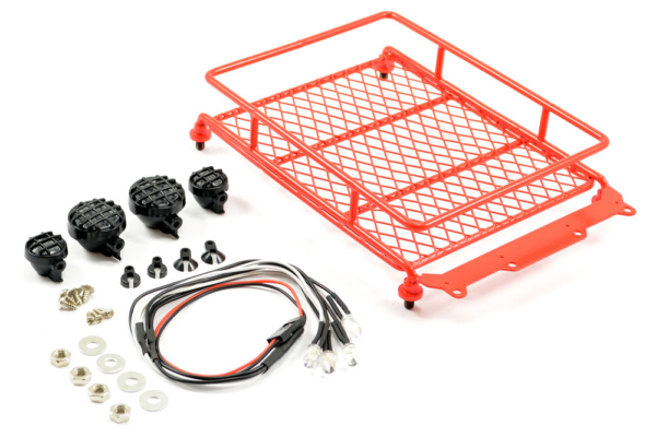 Bagagerek, met 4 lampen, 130x110mm - Rood