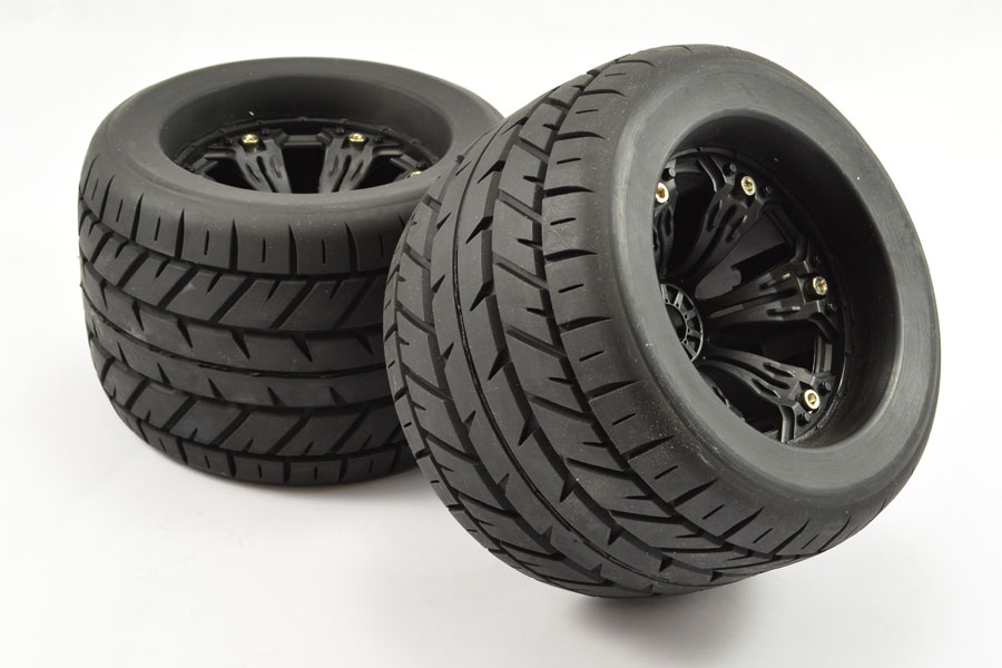 Fastrax Eagle MT banden op zwarte 6-spaaks velgen (1/2" offset) - 1/8 Truck & Truggy