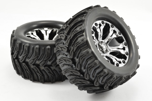 Fastrax Arrow MT banden op chrome 6-spaaks velgen (1/2" offset) - 1/10 Truck