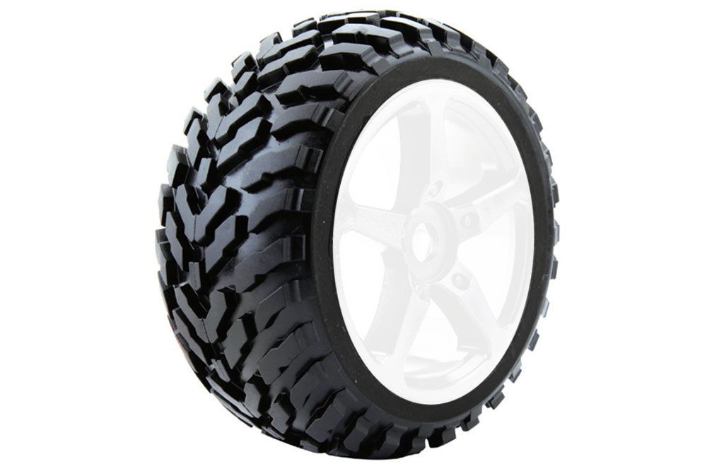 Fastrax Arrow banden op witte velgen (0 offset) - 1/8 Truggy