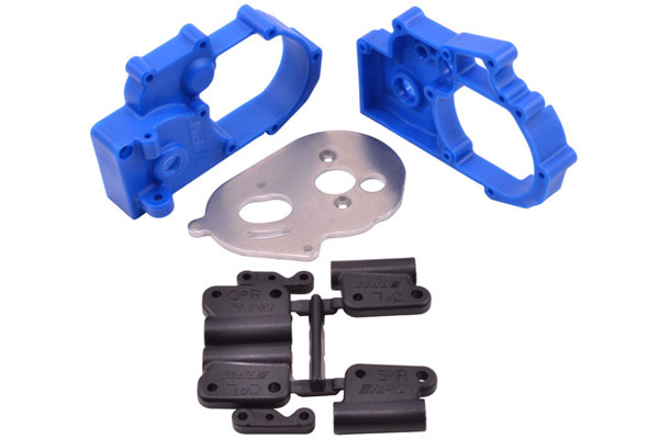 RPM Hybrid gearbox housing & rear mounts voor Traxxas Bandit/Rustler/Slash - Blauw