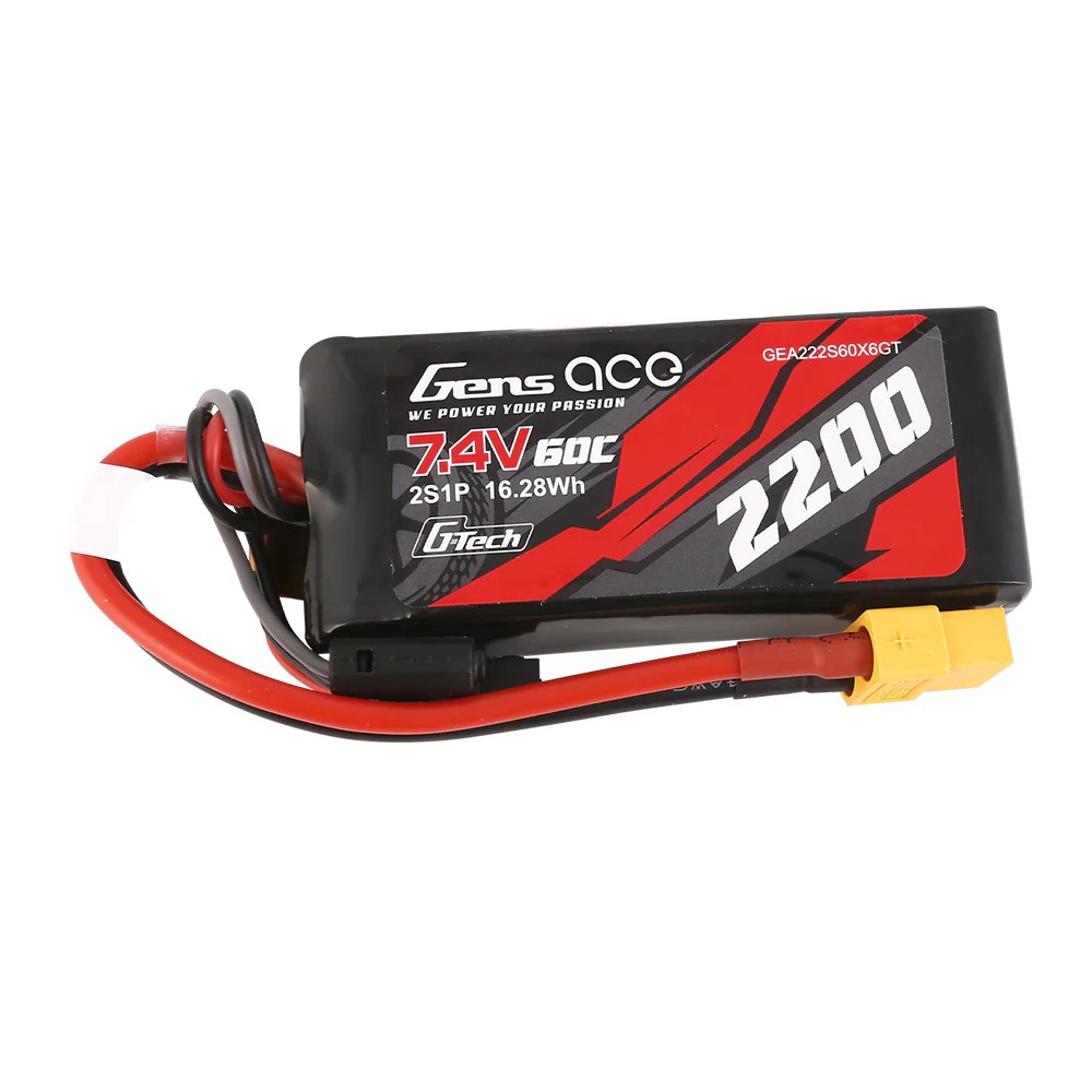 GensAce G-Tech Lipo 60c 7.4V 2200mah met XT60 Stekker