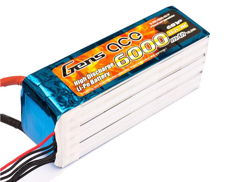 GensAce Lipo 35C 22.2 volt 6000mah met EC5 Stekker