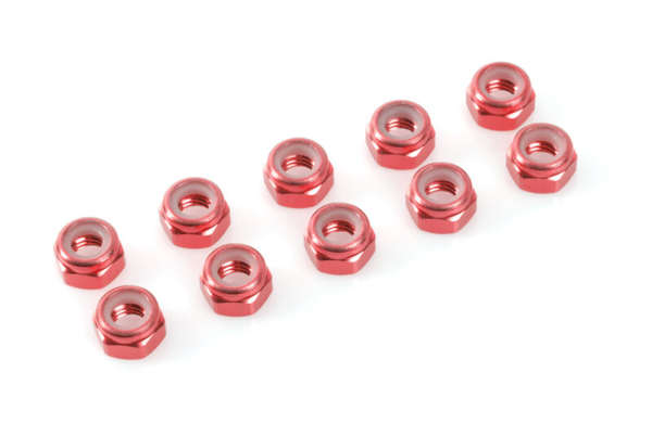 Zelfborgende zeskantmoer M4 "Rood", Aluminium (10st)