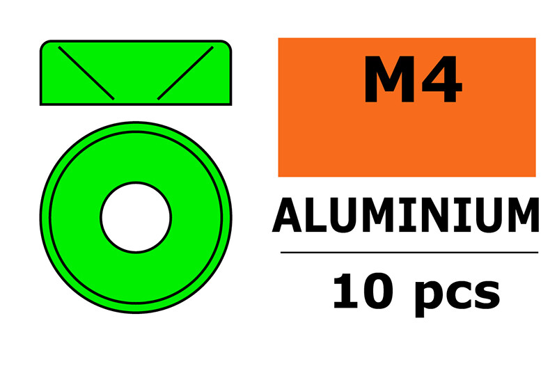 Sluitring M4 "Groen" voor verzonken schroeven, Aluminium (10st)