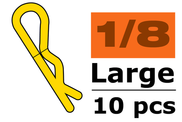 Body clips voor 1/8, goud, large, 45 graden gebogen (10 stuks)