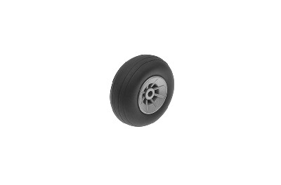 Vliegtuig wielen, Rubber met Nylon velg, 38mm, As Diameter 3mm (2 st)