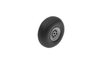 Vliegtuig wielen, Rubber met Nylon velg, 44mm, As Diameter 3mm (2 st)