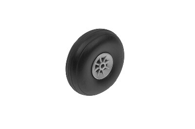 Vliegtuig wielen, Rubber met Nylon velg, 50mm, As Diameter 3mm (2 st)