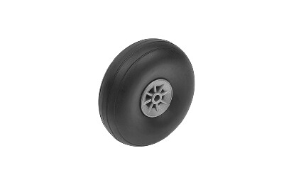 Vliegtuig wielen, Rubber met Nylon velg, 57mm, As Diameter 3mm (2 st)