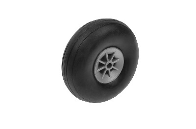 Vliegtuig wielen, Rubber met Nylon velg, 63mm, As Diameter 4mm (2 st)