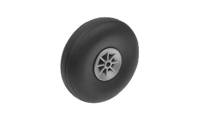 Vliegtuig wielen, Rubber met Nylon velg, 70mm, As Diameter 4mm (2 st)