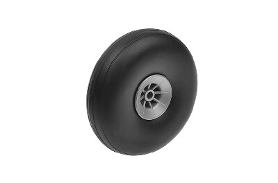 Vliegtuig wielen, Rubber met Nylon velg, 73mm, As Diameter 4mm (2 st)