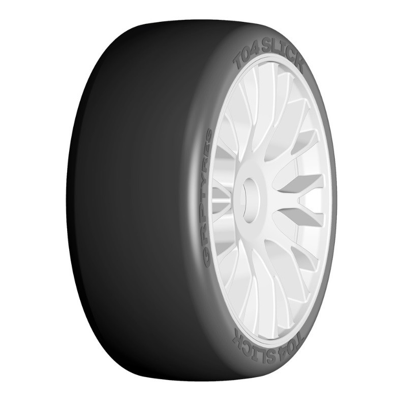 GRP GT T04 Slick - XM4 Ultra Medium - Mounted on New Rigid White Wheel - 1 Pair