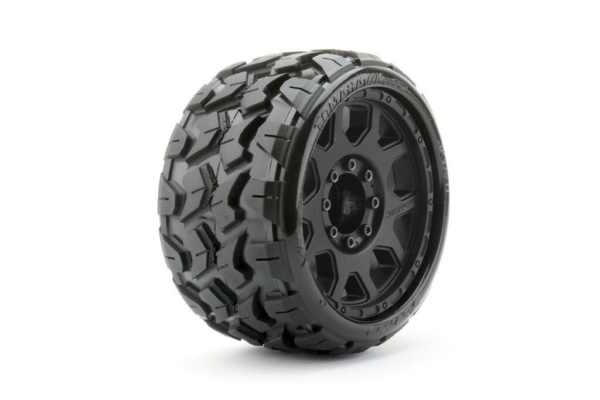 JetKo Extreme Tyre Low Profile Tomahawk Belted band op 3.8'' zwarte velg voor Traxxas Maxx