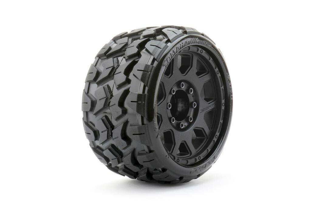 JetKo Extreme Tyre Low Profile Tomahawk Belted band op 3.8'' zwarte velg voor Traxxas Maxx