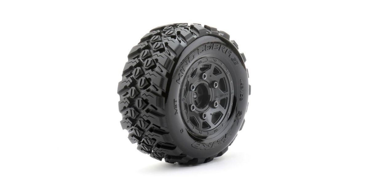 JetKo 1/10 Extreme SC King Cobra band op zwarte velg voor oa. Traxxas Slash (2WD: FR, 4x4: FR/RR)
