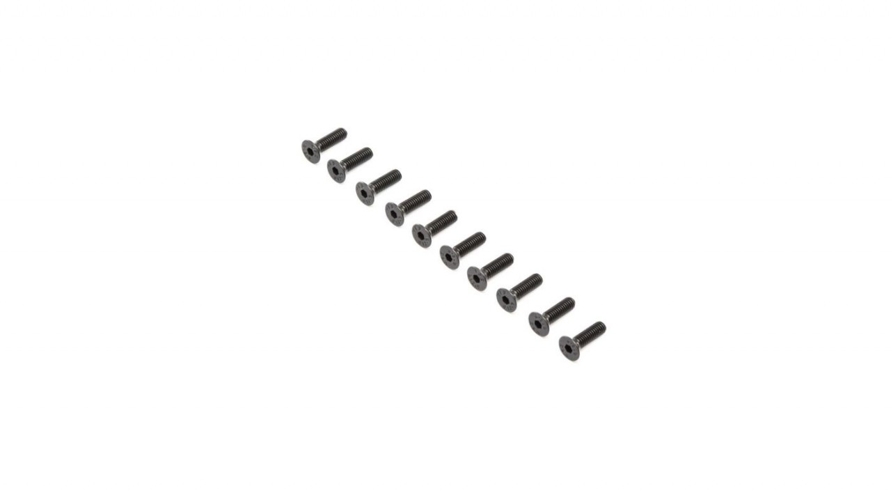 Flat Head Screws, Steel, Black Oxide, M4 x 14mm (10) (LOS255019)