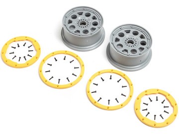 Losi - Wheels Silver Yellow Beadlock (2): DBXL 2.0 (LOS45036)