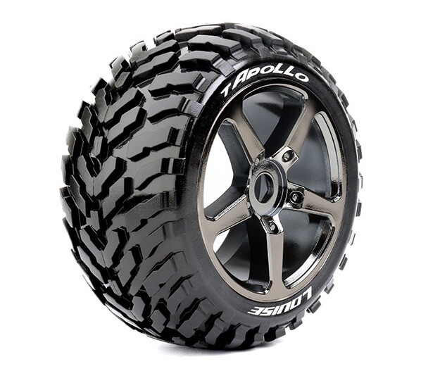 Louise T-APOLLO Truggy Banden Set - Soft - Velgen Zwart/Chroom - Hex 17mm