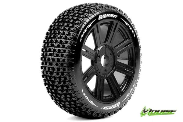 Louise B-PIRATE Super Soft banden op zwarte spaakvelgen voor 1/8 buggy