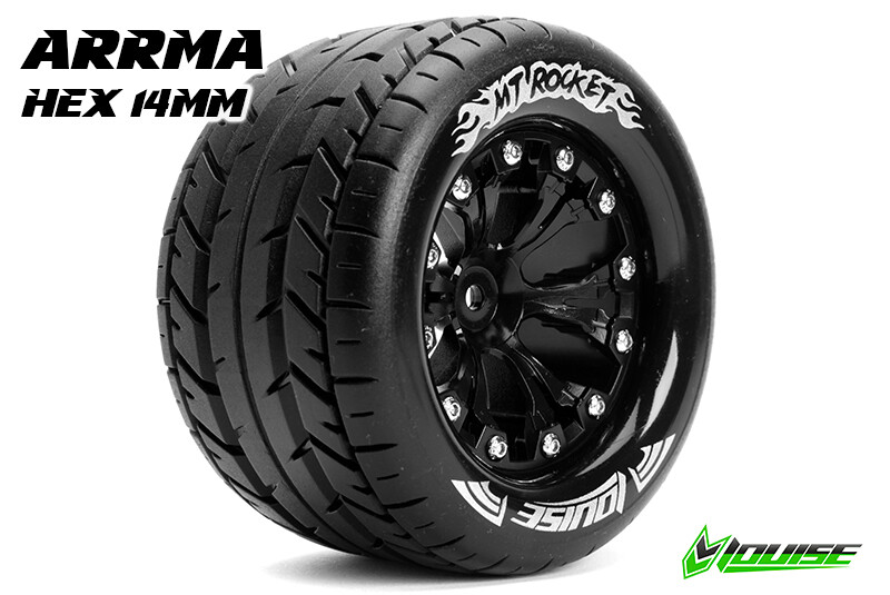Louise MT-ROCKET Banden Set - 2.8" Velgen Zwart - Hex 14mm (electro 4WD: FR/RR)