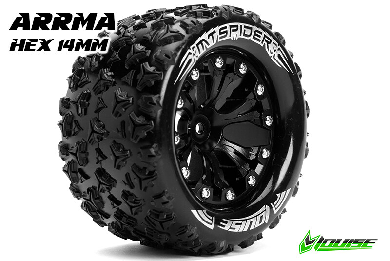 Louise MT-SPIDER Soft Banden op 2.8" Velgen Black Chrome - Hex 14mm (electro 4WD: FR/RR)