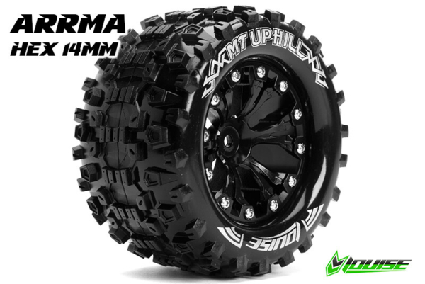 Louise MT-UPHILL Soft Banden - 2.8" Velgen Black Chrome - Hex 14mm (electro 4WD: FR/RR)