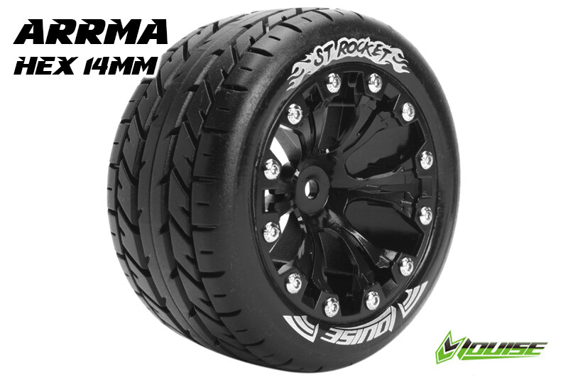 Louise ST-ROCKET Soft Banden - 2.8" Velgen Black Chrome - Hex 14mm (electro 4WD: FR/RR)