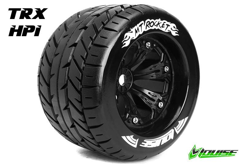 Louise MT-ROCKET Medium banden op zwarte velgen voor 1/8 MT - 0 offset