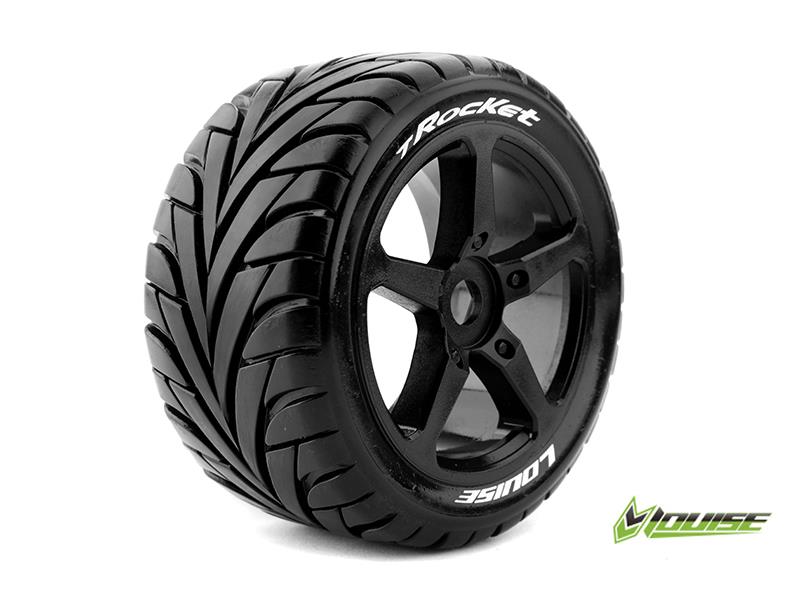 Louise T-ROCKET Soft banden op zwarte velgen voor 1/8 Truggy - 0 offset