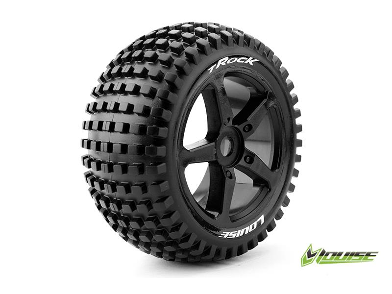 Louise T-ROCK Soft banden op zwarte velgen voor 1/8 Truggy - 0 offset