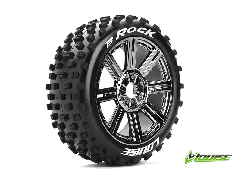 Louise B-ROCK Soft banden op black chrome spaakvelgen voor 1/8 buggy